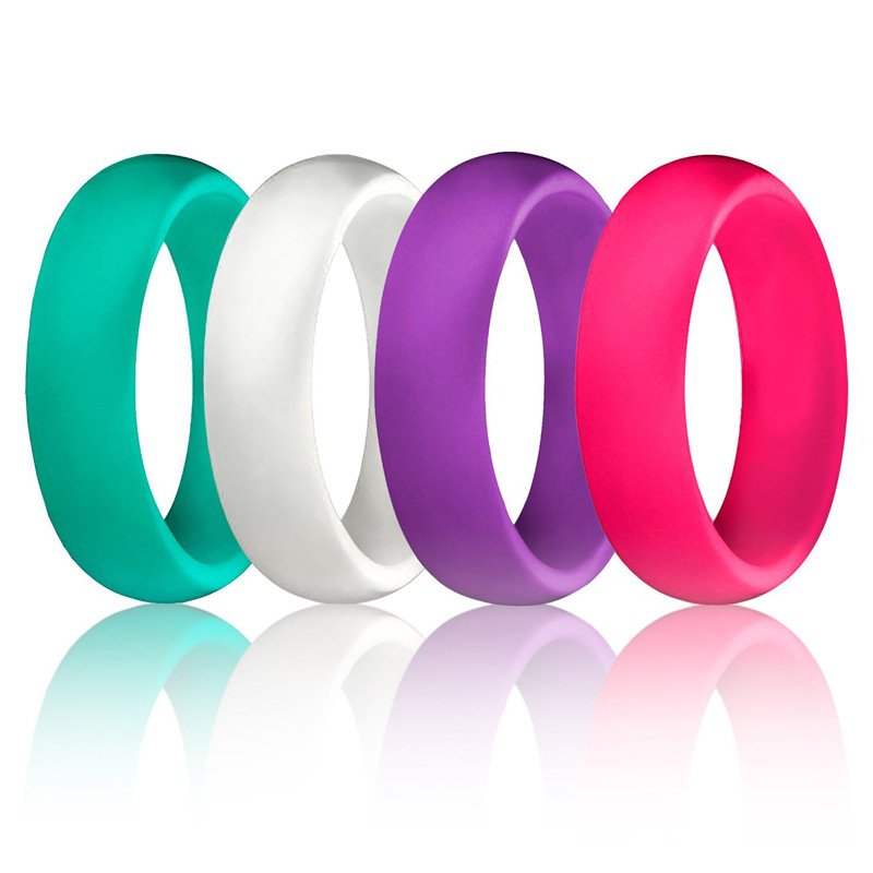 5.7mm silicone ring Flash powder Women's silicone ring pearl powder European and American couple ring customization